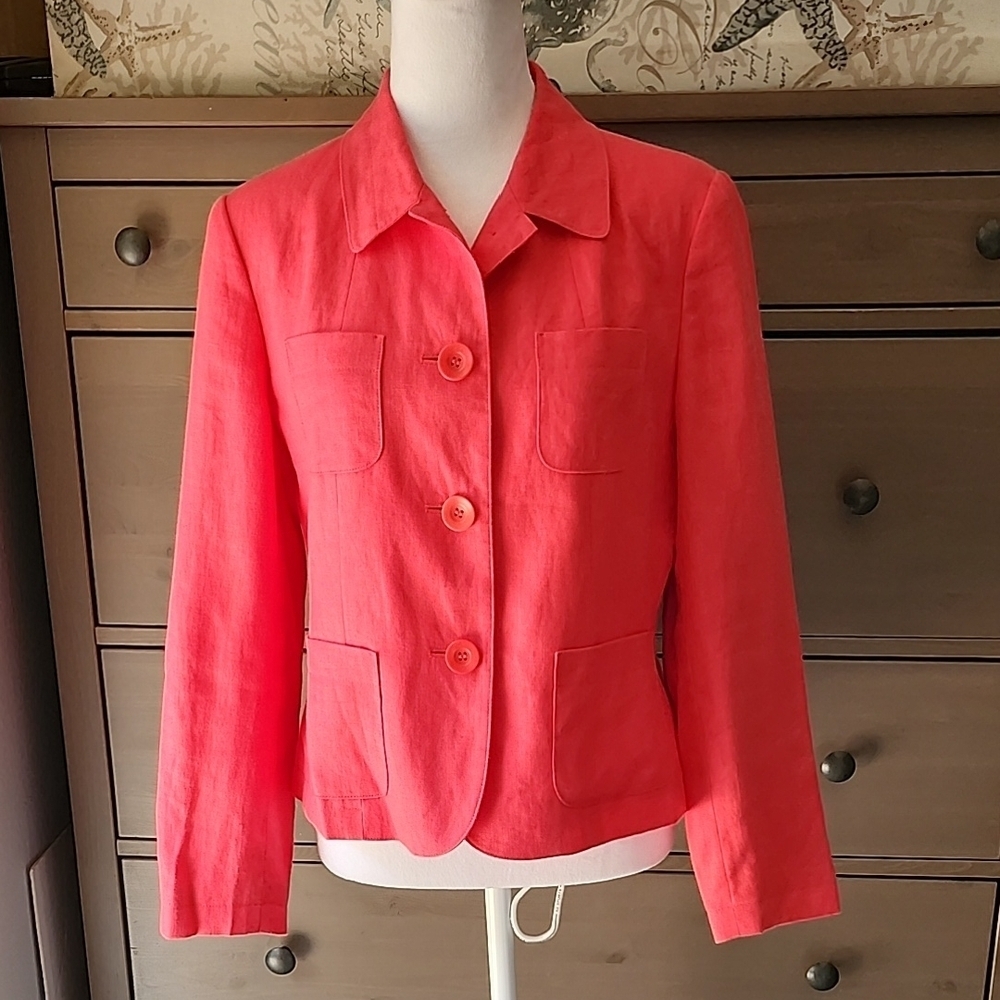 Talbots 100% Irish Linen Blaze ,Jacket , PINK Size 10 Petite